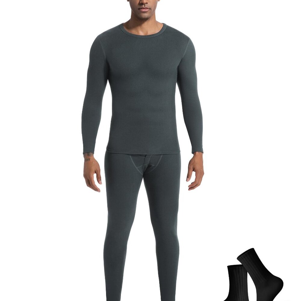 Men's Thermal Base Layer Set Long Johns Winter Gear Moisture Wicking Stretchable